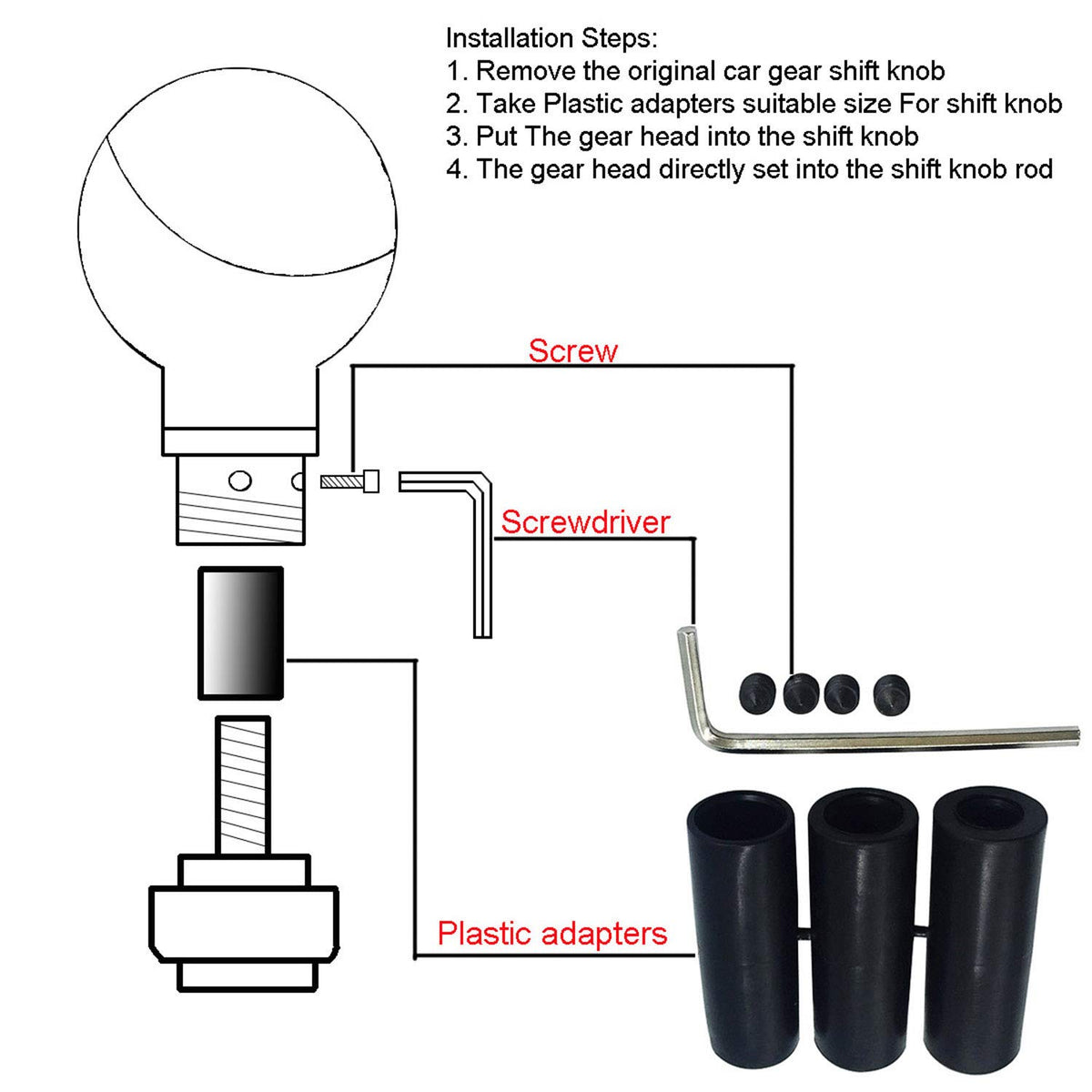 Abfer adapters kit laid out to show included 8mm, 10mm, 12mm sizes