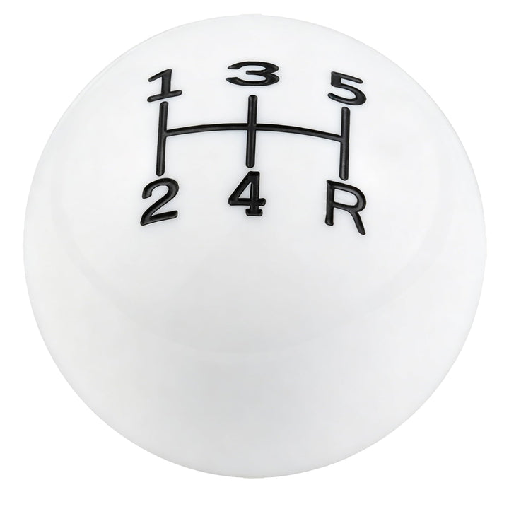 Abfer white ball shift knob front view showing clean design and improved grip
