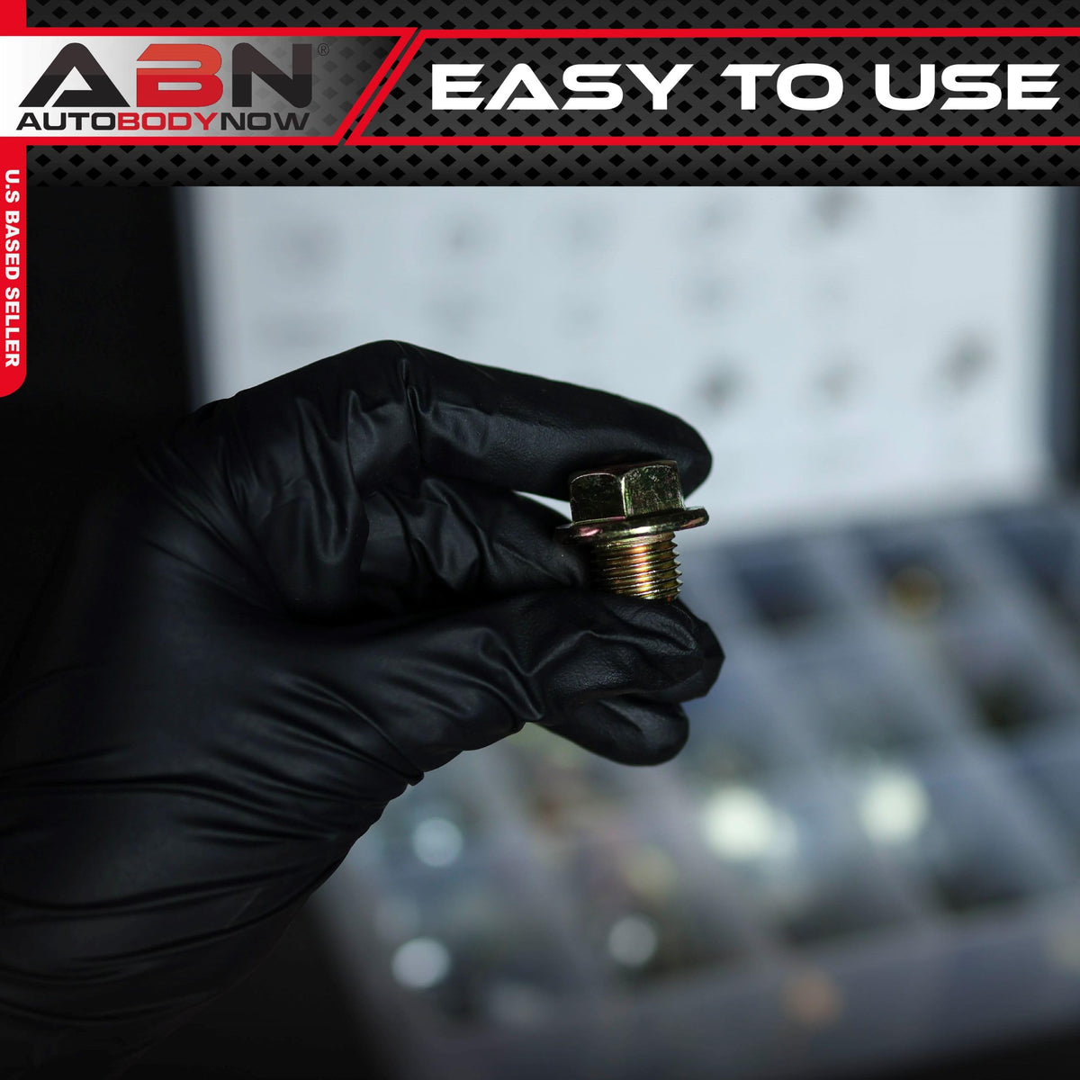 ABN open case with compartments and size chart for quick identification