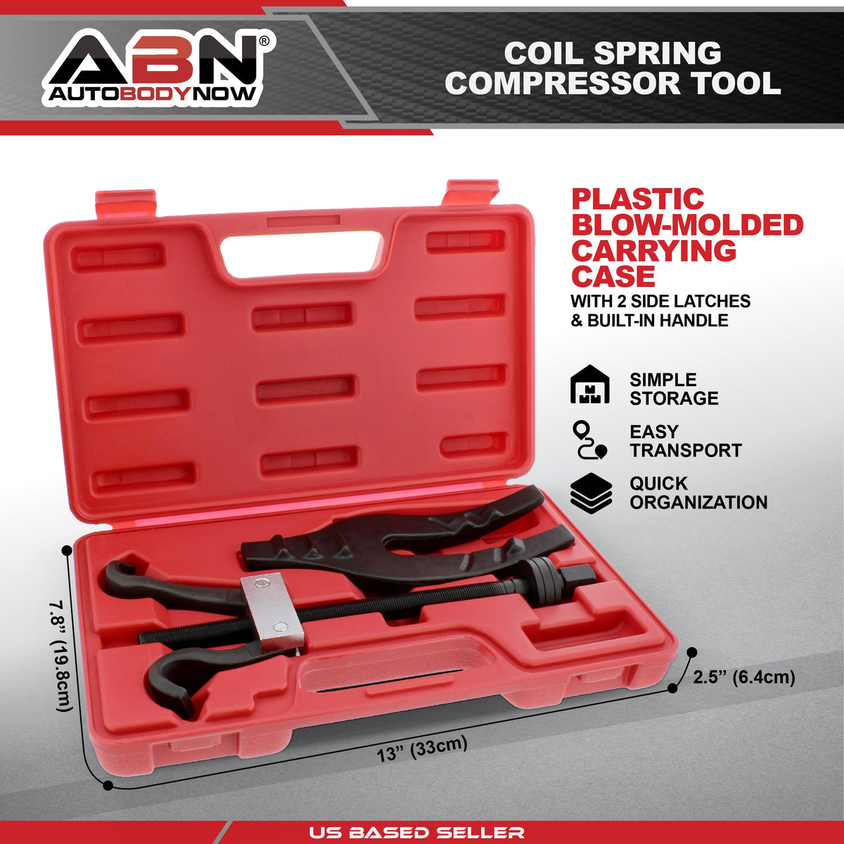 ABN coil compressor carried in blow-mold case for organized storage and easy transport