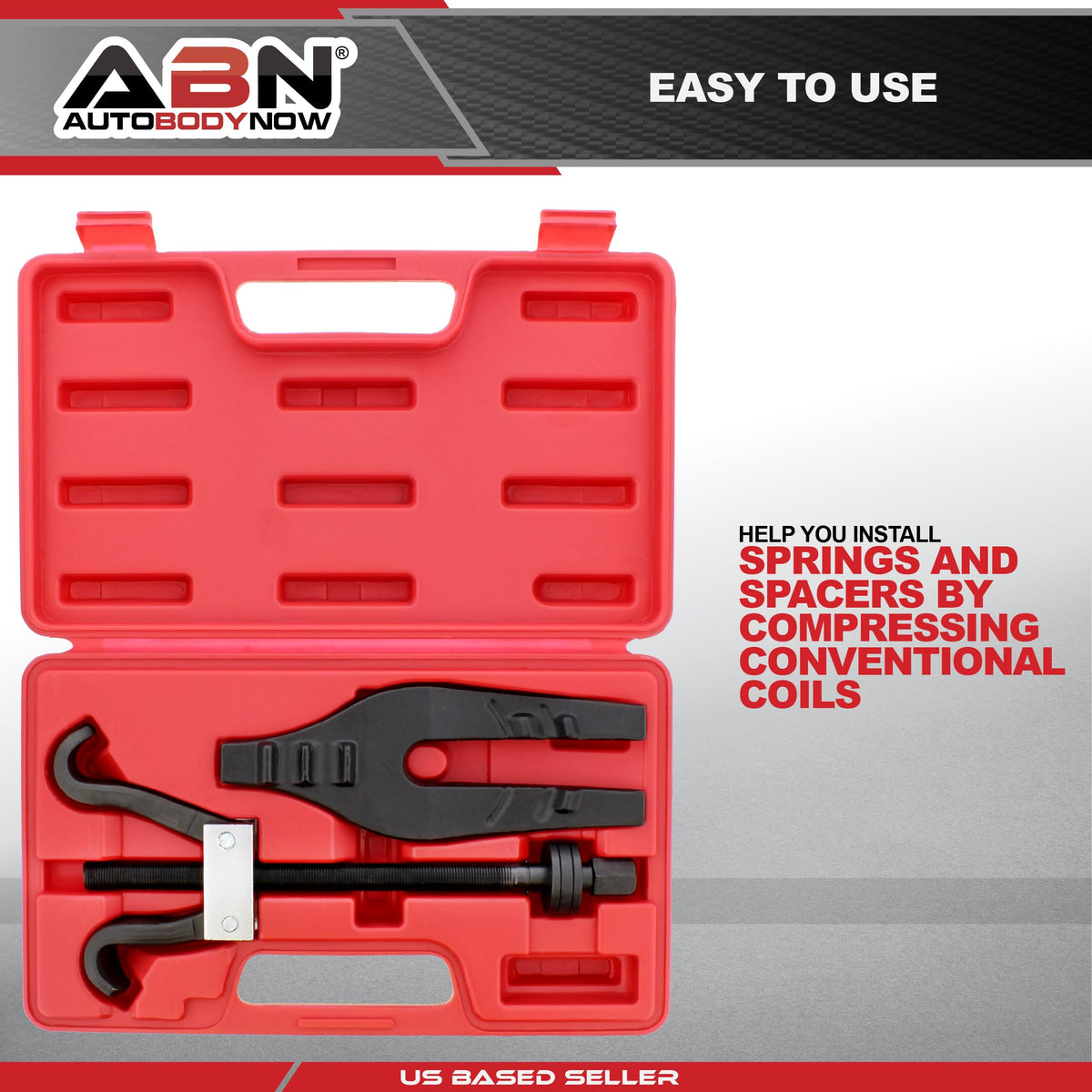 ABN coil compressor hook and fork closeup showing secure grip to prevent slipping during use