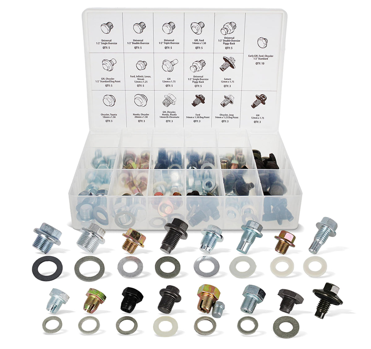 ABN clear case front view showing organized plugs for fast selection