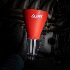 ABN funnel with bottle pouring oil smoothly, prevents mess and drips