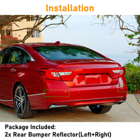 Abodvu reflector installed on Honda Accord rear demonstrating direct-fit replacement