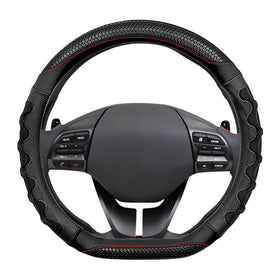 ABOTHGD front view of black D-shaped steering wheel cover showing sporty look and fit
