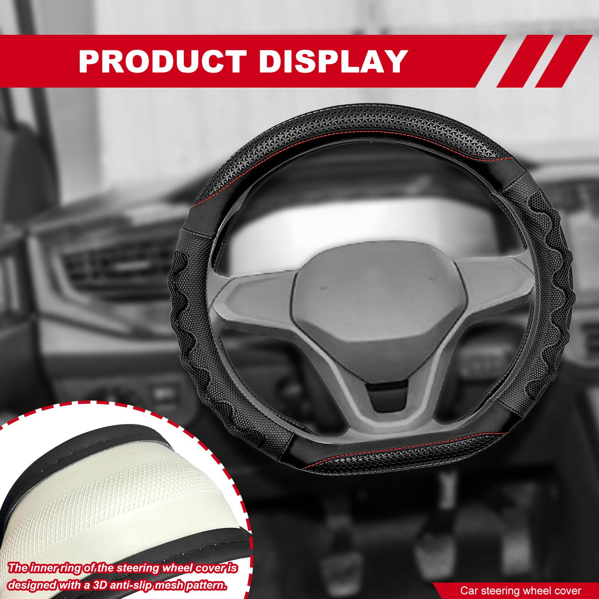 ABOTHGD installed on a car steering wheel showing improved interior aesthetics