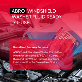 ABRO cleaned windshield after removing bugs and tar for improved visibility