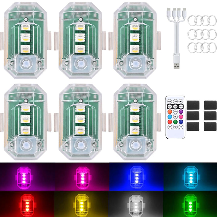 ABYRKVE front view of all six strobe lights showing compact kit benefits