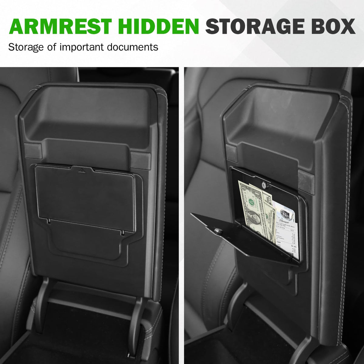 Abystar console with everyday items displayed showing organized storage and no rattles