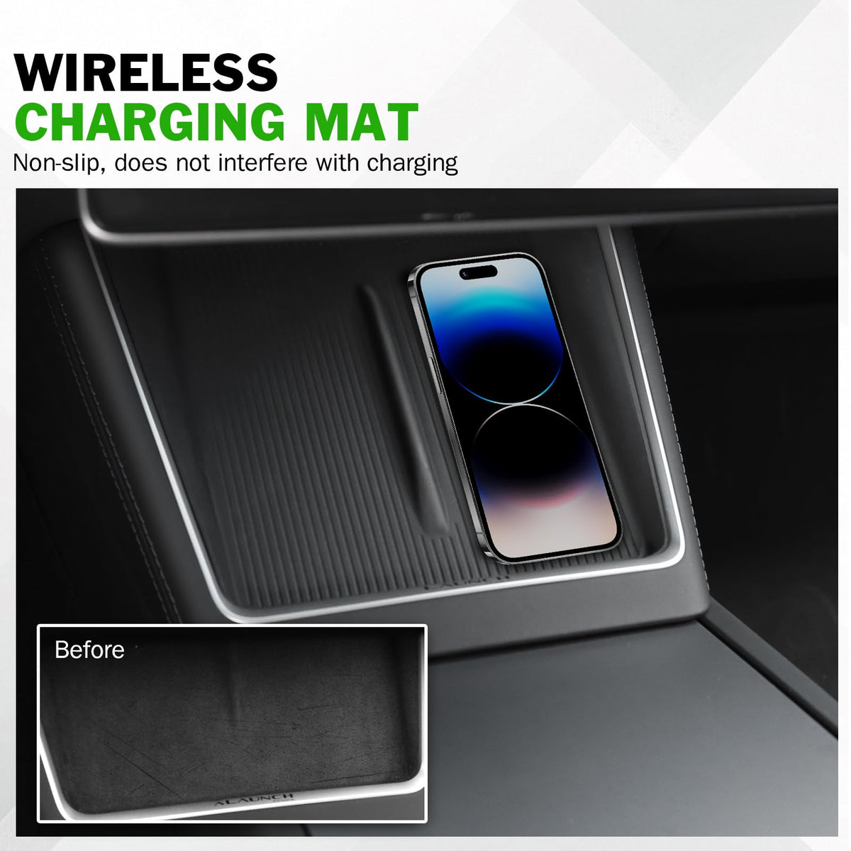 Abystar close-up of wireless charging pad showing secure phone grip and stable charging