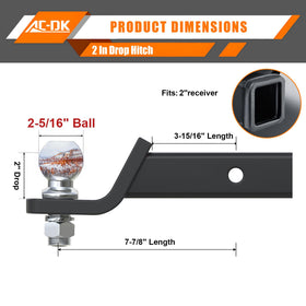 AC-DK close-up of 2-5/16" chrome ball demonstrating rust-resistant finish