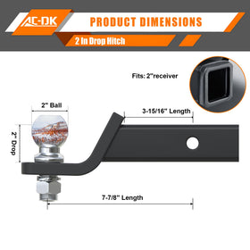AC-DK chrome trailer ball close-up showing rust-resistant finish