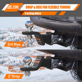 AC-DK hitch mounted on vehicle towing a trailer illustrating real-world use