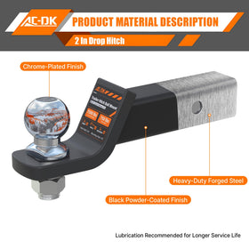 AC-DK ball mount beside ruler showing dimensions and drop for scale