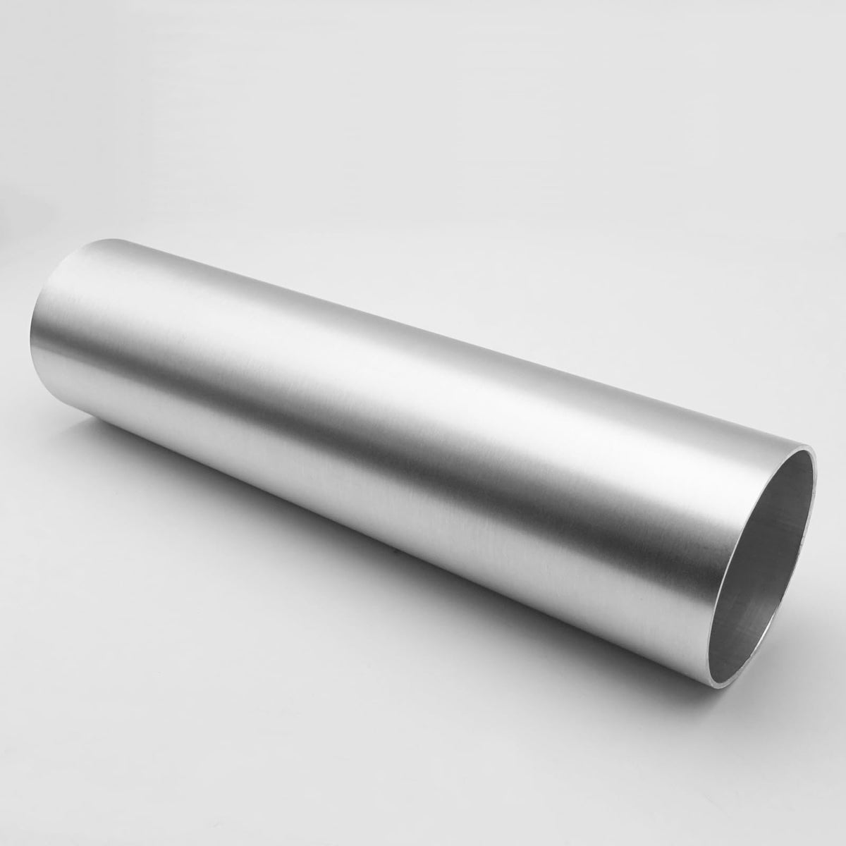 AC PERFORMANCE front view of brushed 3.5" pipe showing finish and straight profile, durable look