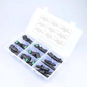 AC PERFORMANCE connectors installed in an engine bay demonstrating neat routing and time savings