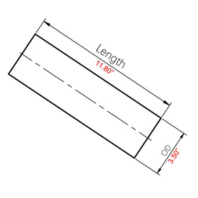 AC PERFORMANCE pipe beside ruler showing 11.8" length for precise sizing and planning