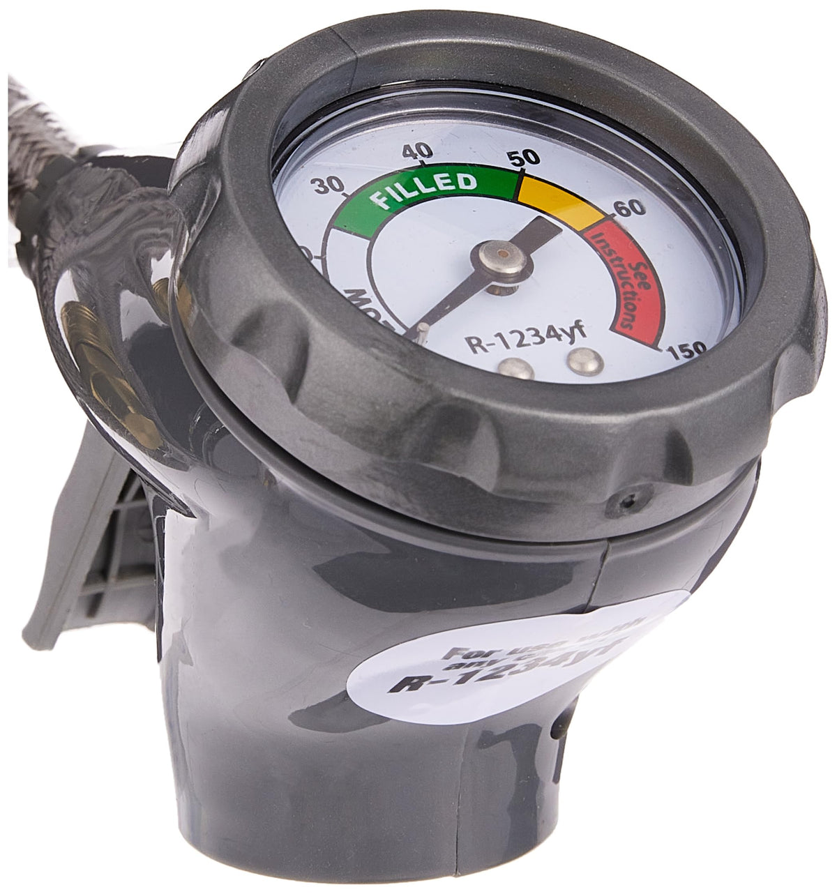 A/C Pro close-up of the oversized gauge dial for clear pressure readings