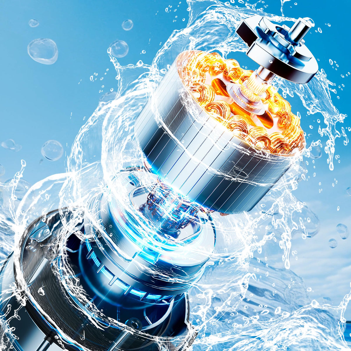 ACCUCRAFT discharge port connected to garden hose showing secure seal for fast waste transfer benefit