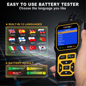 Acclope BT60 PRO battery compatibility label illustrating multi-chemistry support