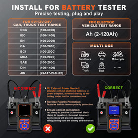 Acclope BT60 PRO long cable and clamps showing reach for tight battery compartments