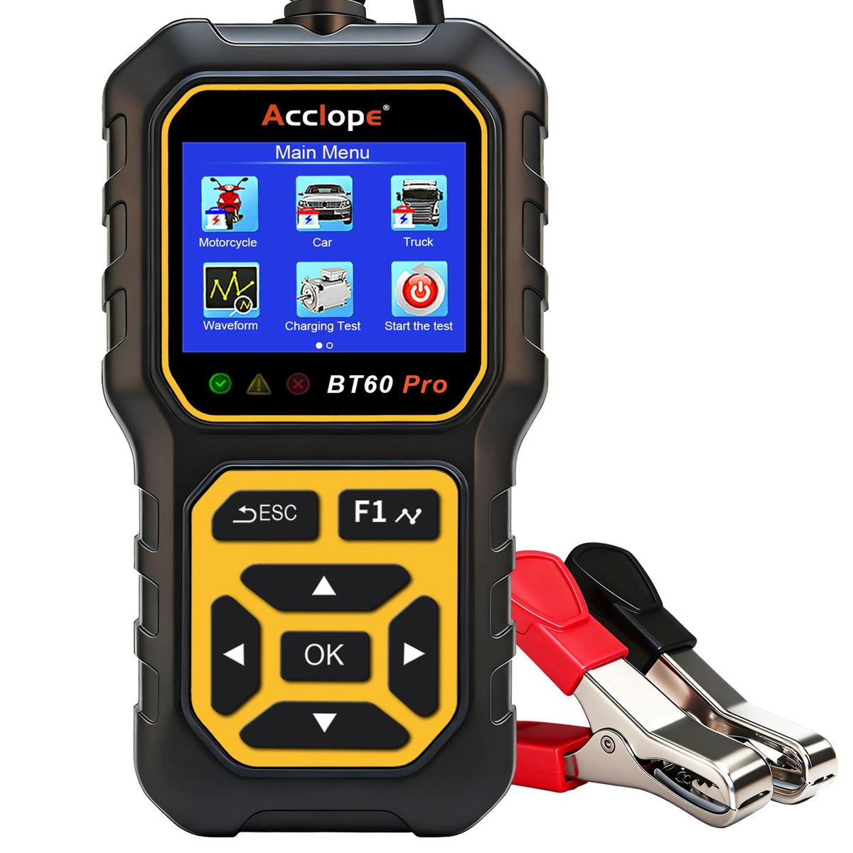Acclope BT60 PRO front view showing screen and clamps for quick identification