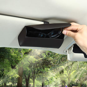 Accmor installed in compact car visor keeping eyewear within reach