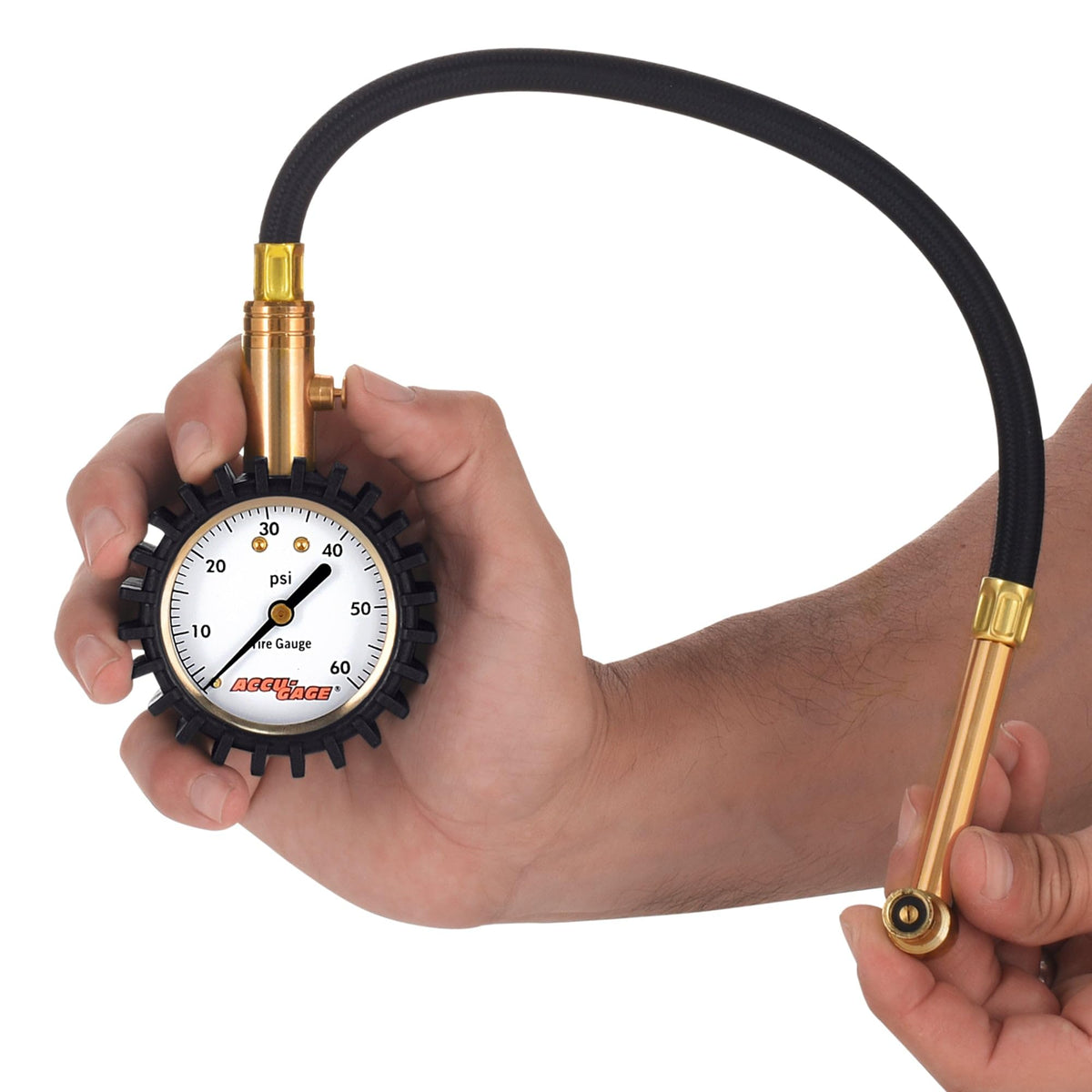 Accu-Gage protective rubber guard close-up protecting gauge from drops