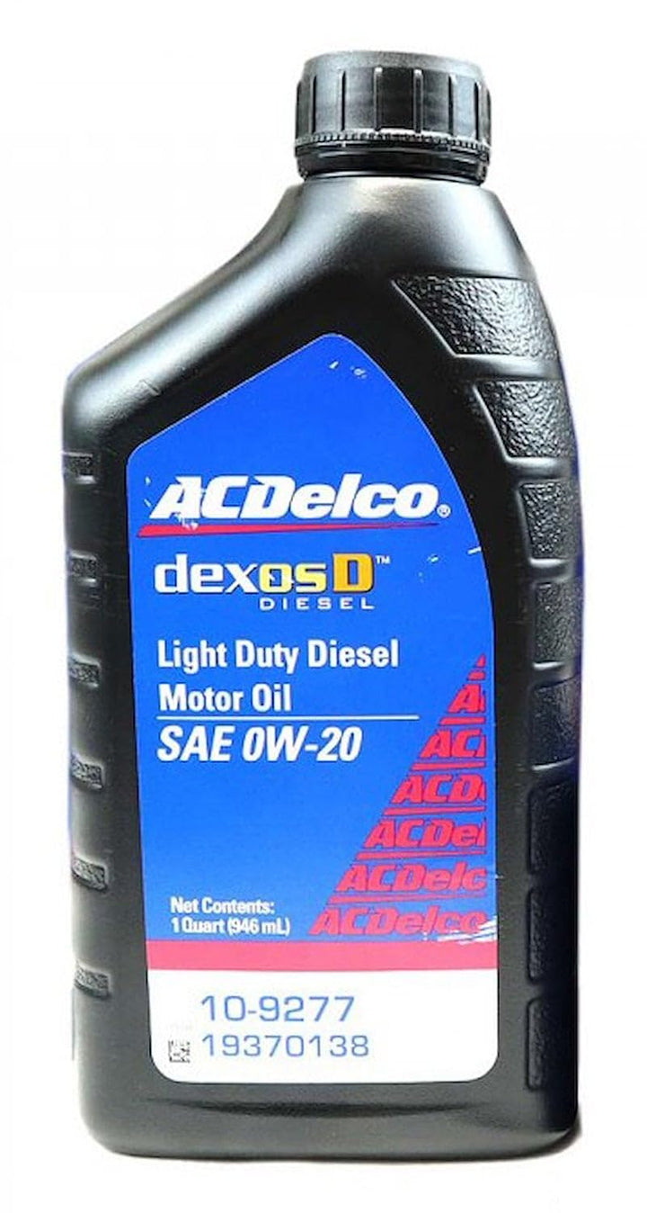 ACDelco 0W-20 DexosD front bottle showing label and easy-pour cap, simplifies maintenance