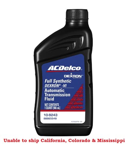 ACDelco 109243 bottle label detail highlighting Dexron‑VI spec and synthetic formulation benefits