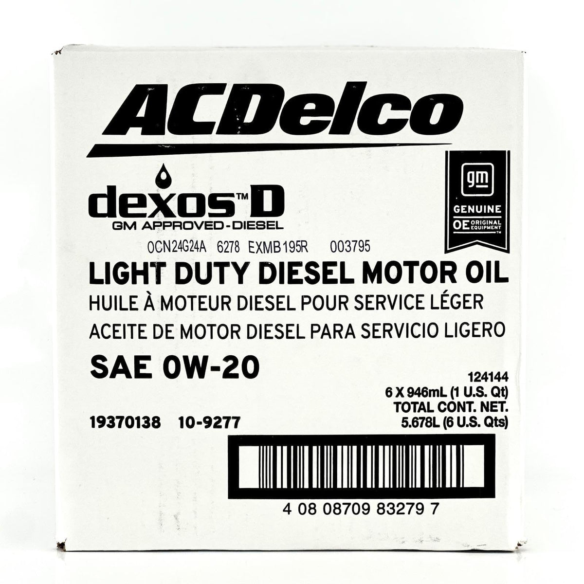 ACDelco dexosD quart next to ruler demonstrating size and convenient single-quart service portions