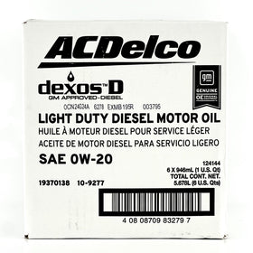 ACDelco dexosD quart next to ruler demonstrating size and convenient single-quart service portions