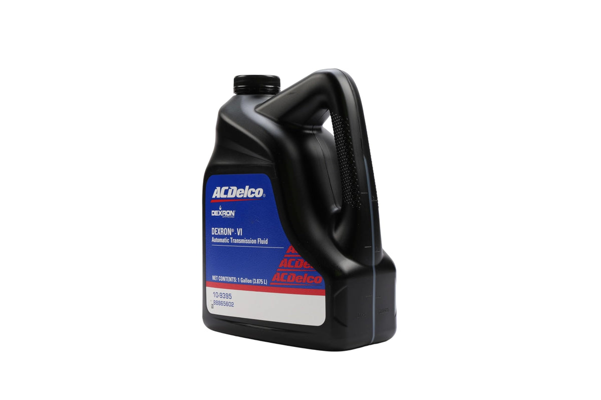 ACDelco DEXRON-VI one-gallon next to a wrench showing shop-ready volume benefit