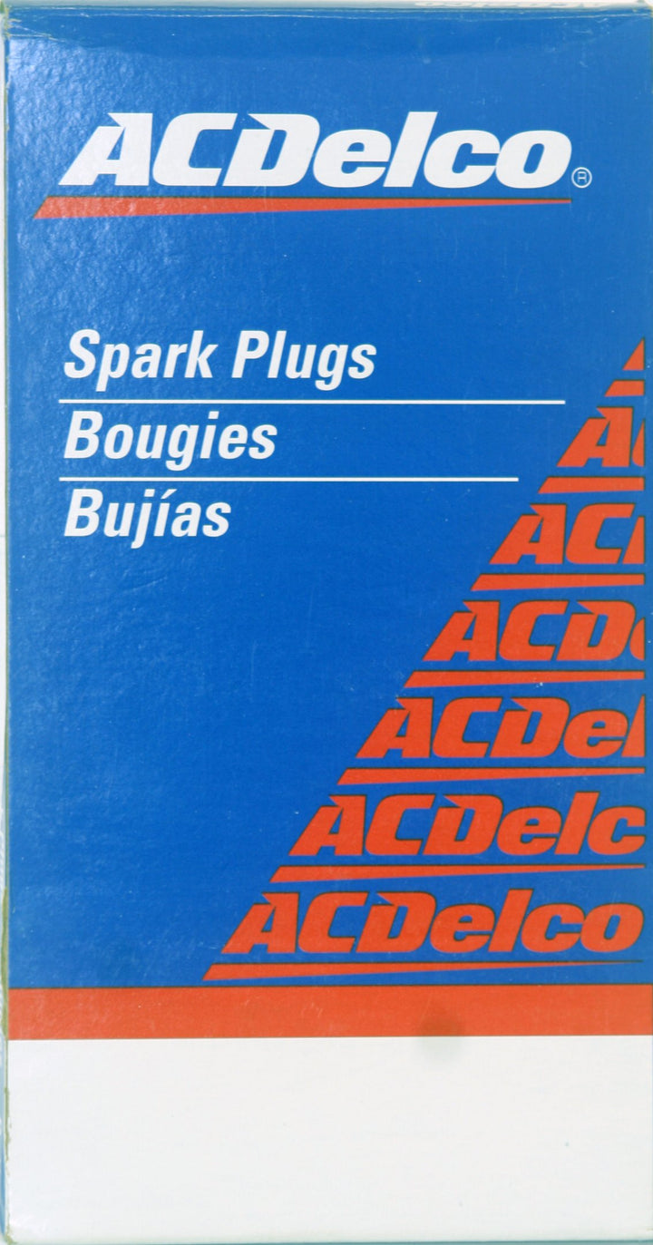 ACDelco front packaging view of R44TS set of eight showing clean labeling and reliability