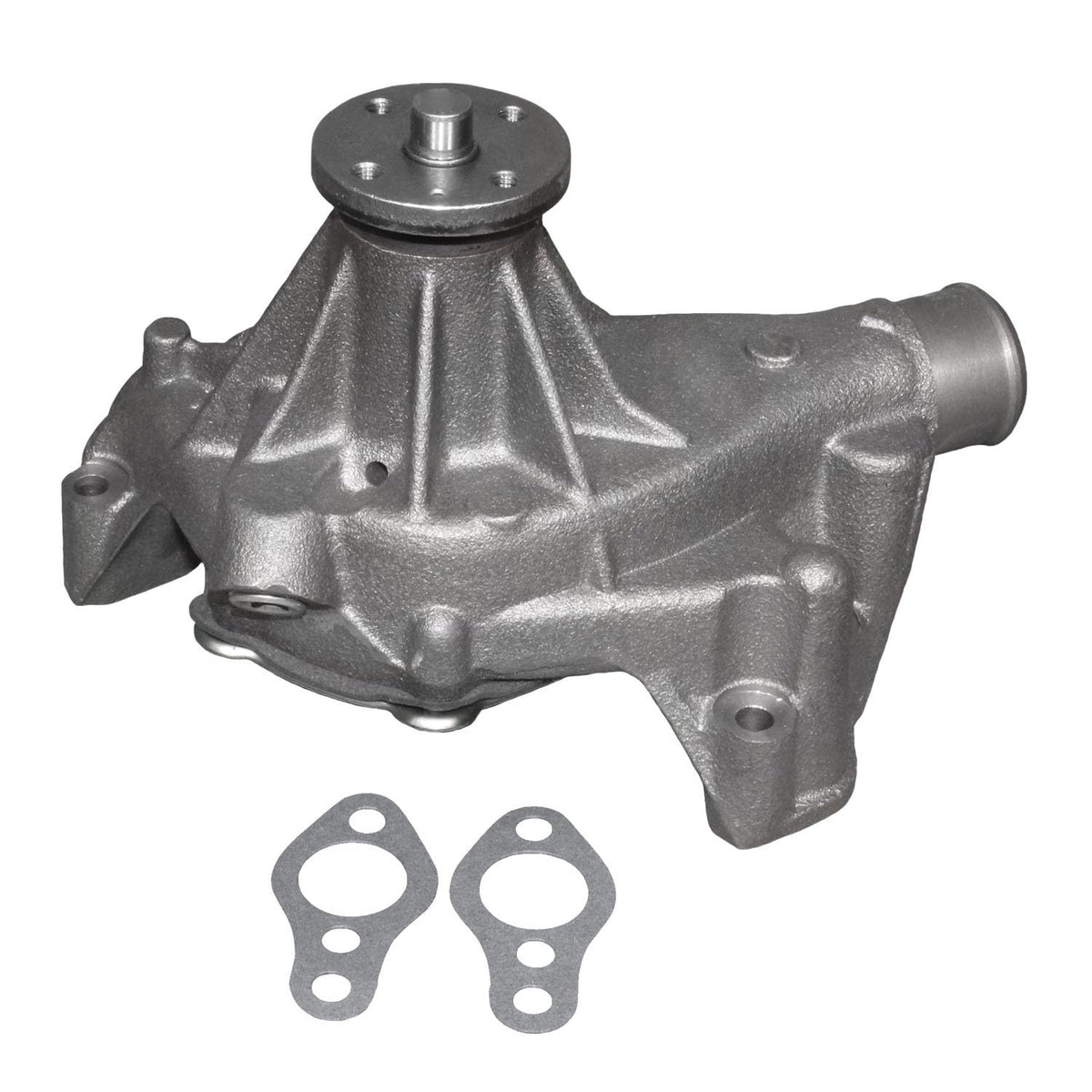 ACDelco front view of water pump showing mounting flanges and outlet for reliable fit