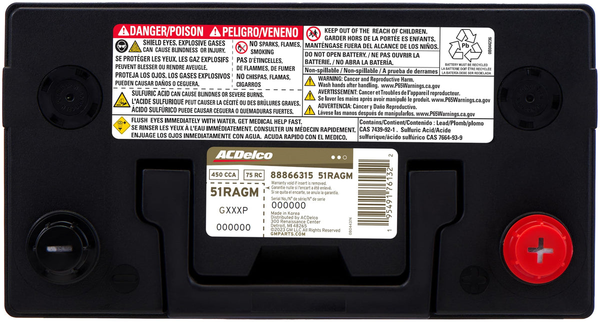 ACDelco Gold close-up of AGM mat detail for improved electrical stability