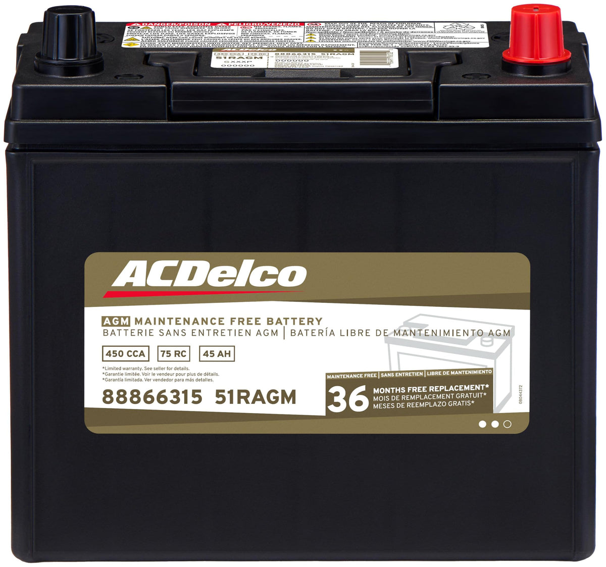 ACDelco Gold battery front packaging showing fit and warranty benefits