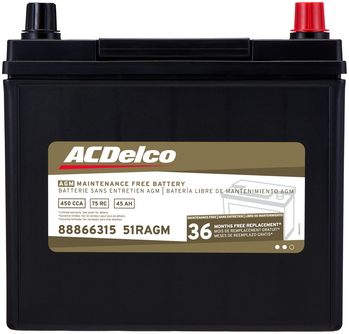 ACDelco Gold held next to hand demonstrating compact Group 51 size
