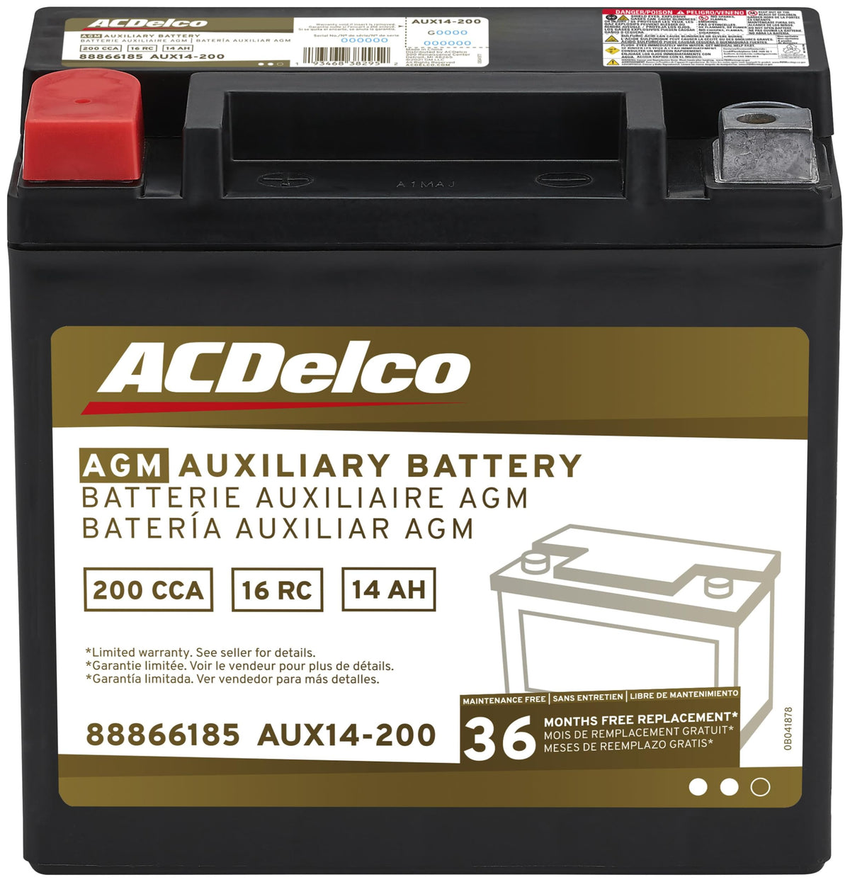 ACDelco Gold front view showing sealed AGM case and durable construction benefit