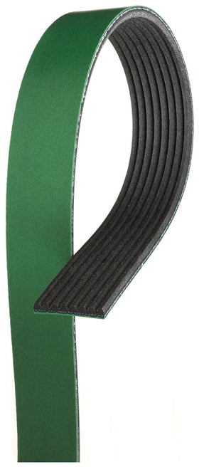 ACDelco Gold close-up of ribbed belt profile showing durable EPDM and green overcord for longer life