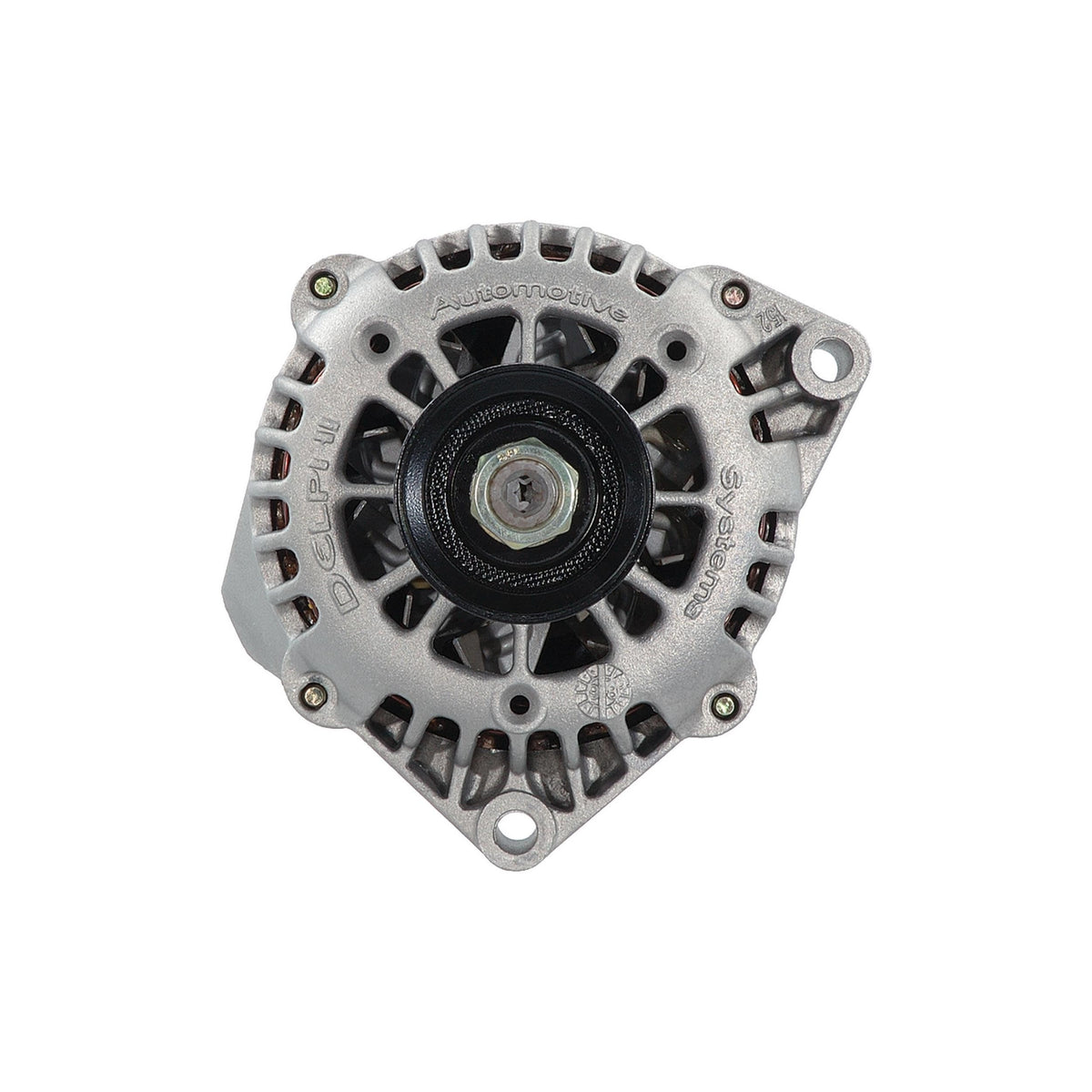 ACDelco Gold side view with aluminum case and pulley illustrating heat dissipation and durability