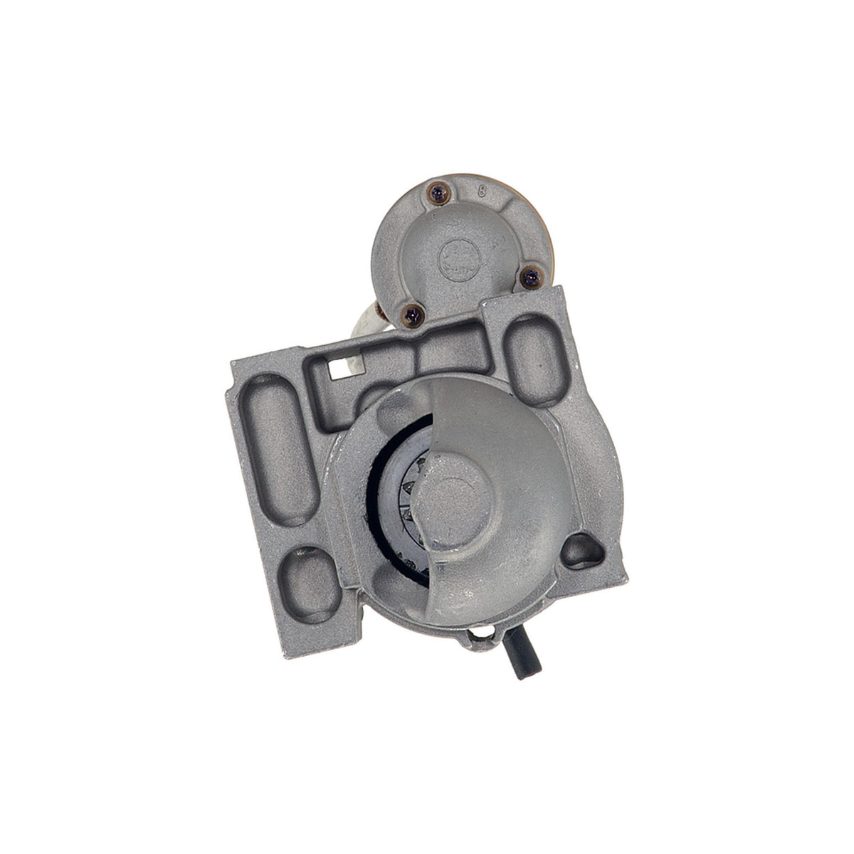 ACDelco gold starter mounting and terminals showing exact-fit aluminum block for easy installation