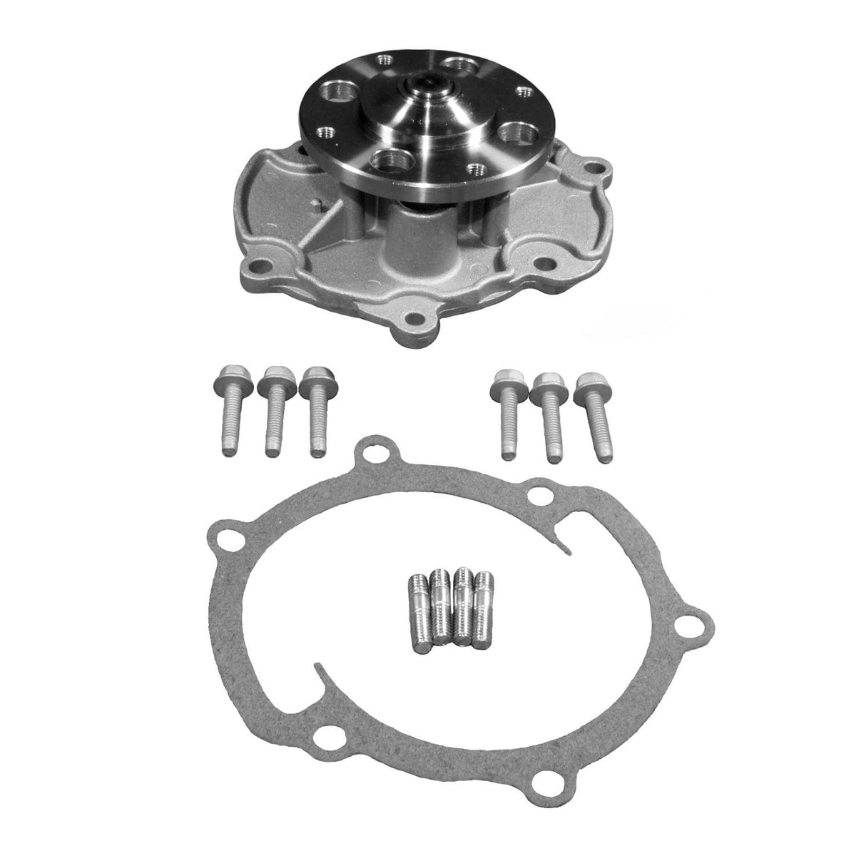 ACDelco Gold water pump front view showing complete seal kit for easy installation