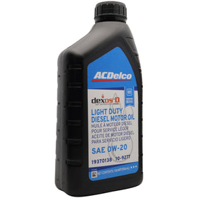 ACDelco oil label close-up showing dexosD spec and performance benefit