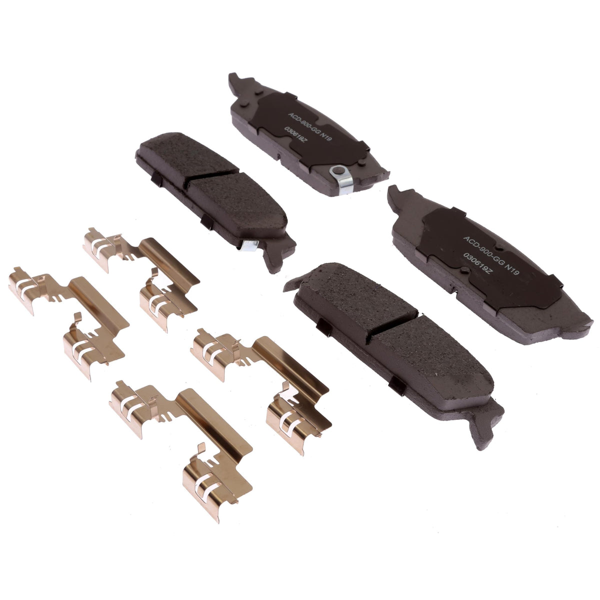 ACDelco rear brake pad set front packaging showing part number and clear fit benefit