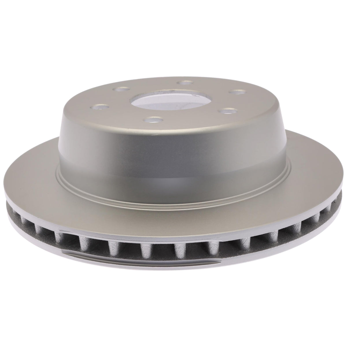 ACDelco rear rotor front view showing mounting holes and coating for dependable fit