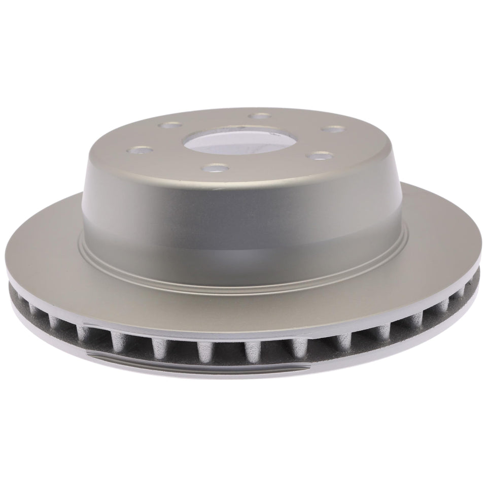 ACDelco rear rotor front view showing mounting holes and coating for dependable fit