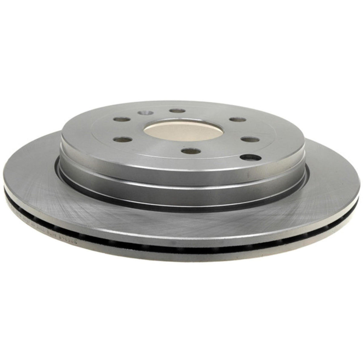 ACDelco rear rotor front view showing casting and mounting holes for reliable fit