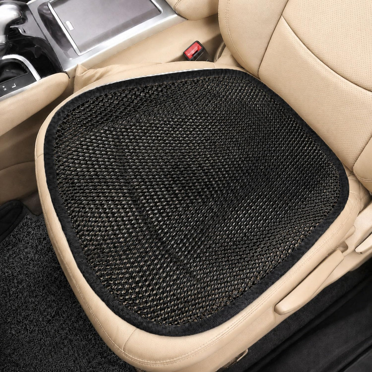 acdiac front view seat pad showing universal fit and breathable benefit