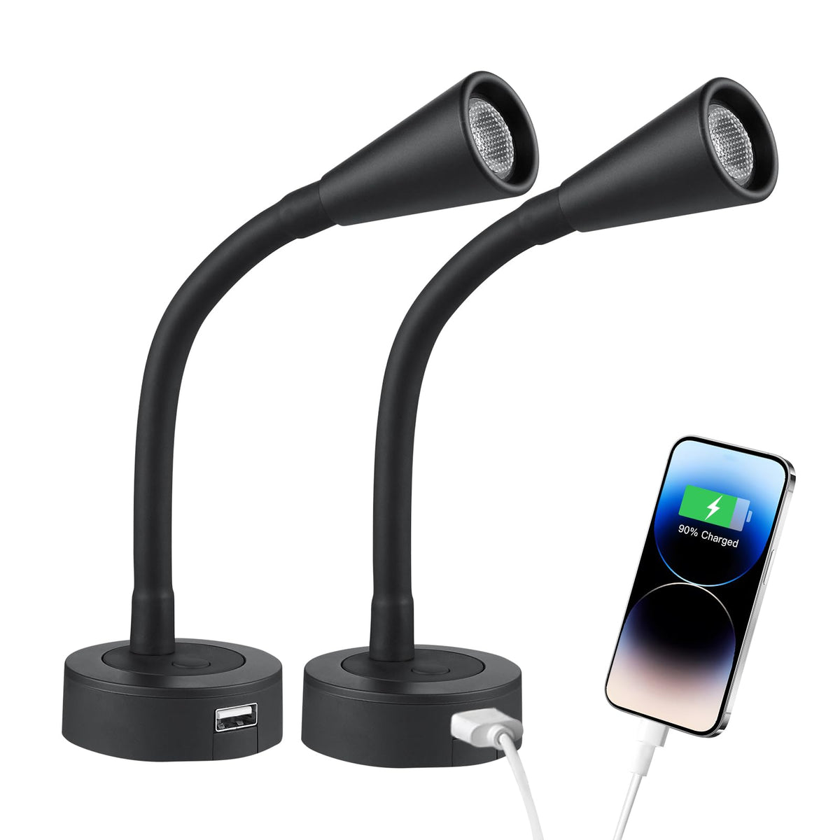 acegoo front facing mounted light showing neat surface mount and bright beam for reading